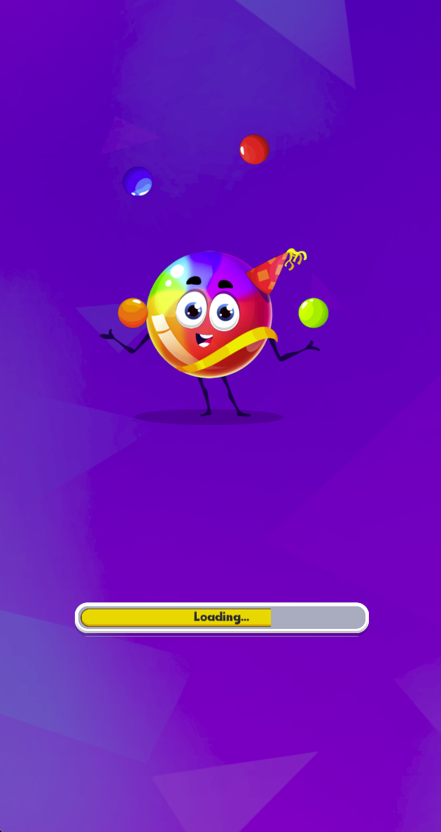 The purple loading screen contains a progress bar and artwork. It is not an active game board or a separate level.